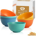 Wheat Straw Bowls Set of 8, Unbreakable Cereal Bowl 26 OZ, Microwave and Dishwasher Safe Soup Bowl for Ramen, Salad, Oatmeal, Rice, Reusable Plastic Bowls for Kitchen, Camping- Multi