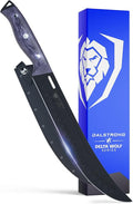 Dalstrong Butcher Knife - 10 inch Delta Wolf Series - Ultra-Thin Zero Friction Blade - HC 9CR18MOV Steel - Black Titanium Nitride Coating - Breaking Knife - G10 Camo Handle - Leather Sheath