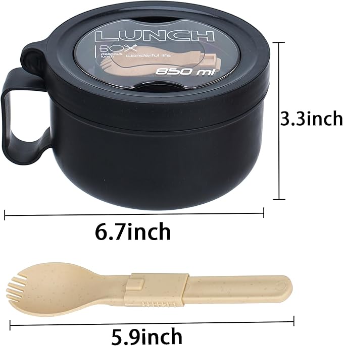 Microwave Ramen Bowl with Lid and Handle for Dorm Essentials,Microwave Soup Mugs Set of 2 for Soup and Instant Noodles,Oatmeal, Gumbo, Salad, BPA Free(Black Red)
