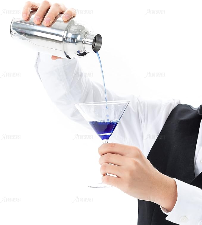 AUEAR, Small Stainless Steel Cocktail Shaker 8.4 Oz/250ml Martini Shakers Bar Tools Silver