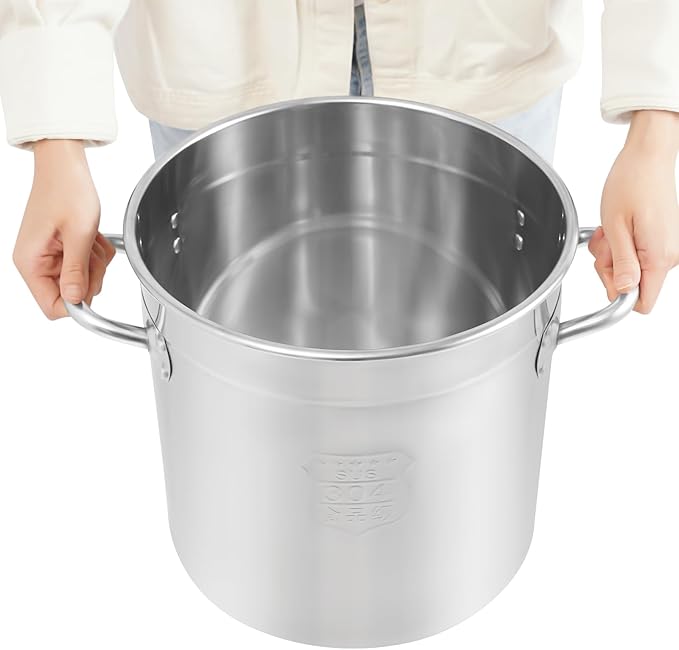 21L/12.68Qt Commercial Large Stock Pot with Lid,Nickel Free Stainless Steel Cookware Healthy Polished Stockpots, Induction Soup Pot for Cooking Home Use