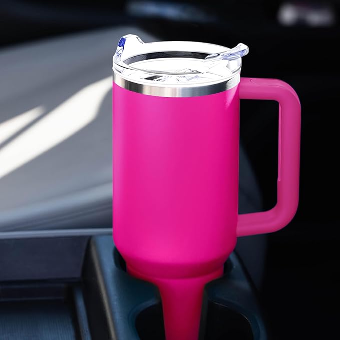 40 oz Tumbler with Handle and Straw Lid Insulated Tumblers Cups with Lids Straws Double Wall Vacuum Leak Proof Stainless Steel 40oz Tumbler Travel Mug Gifts for Men Women Him Her (Camelia)