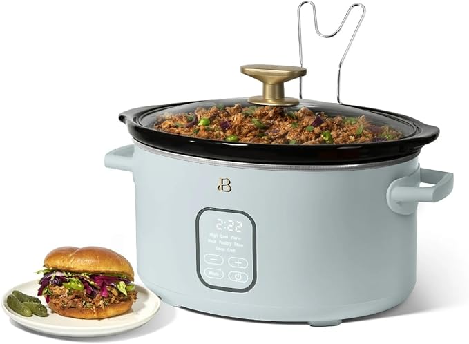 Beautiful 6 Qt Programmable Slow Cooker with Touch Control, Digital Timer and Keep Warm Function – Large Electric pot Capacity Kitchen Appliance by Drew-Barrymore (Hydrangea)