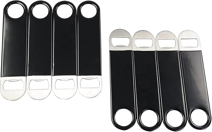 12 Pcs Flat Beer Bottle Openers, Stainless Steel Beer Openers for Party, Bar, Restaurant, Black