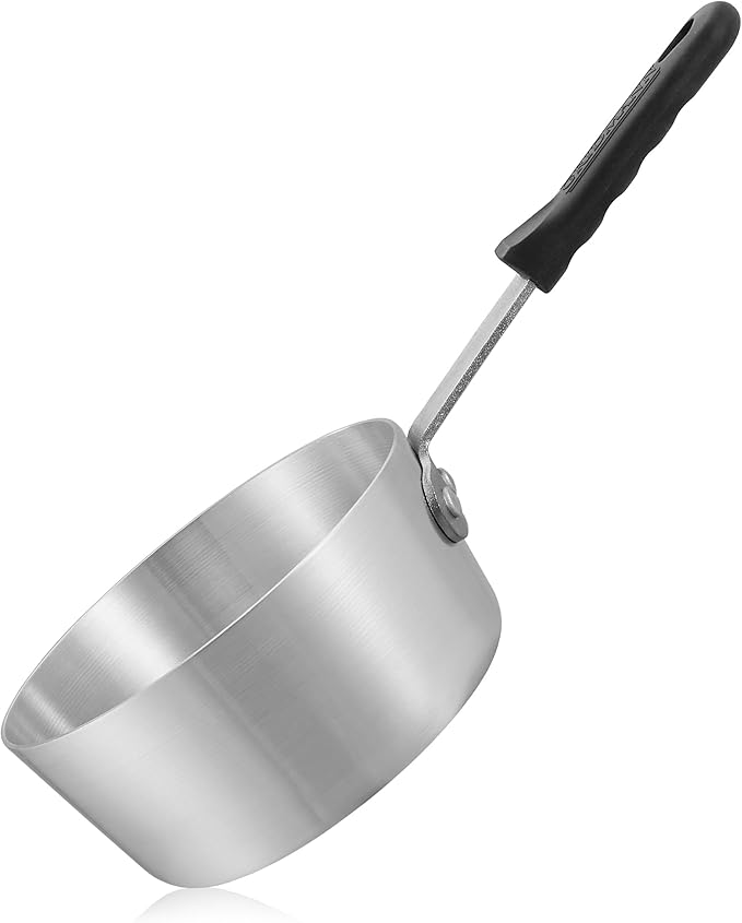 GRIDMANN 1.5-Quart Tapered Aluminum Sauce Pan with Silicone Handle, NSF Listed Heavy Duty Professional Cookware