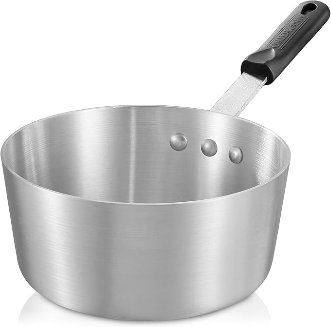 GRIDMANN 2.75-Quart Tapered Aluminum Sauce Pan with Silicone Handle, NSF Listed Heavy Duty Professional Cookware