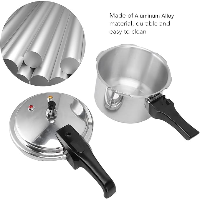 Aluminum Classic Pressure Cooker, 3.2-Quart Aluminium Alloy Mini Pressure Cooker, 18cm Bottom, with Inner Lid Cooker, for Gas Stove, Silver