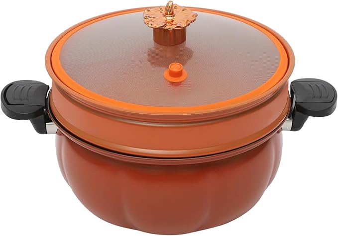 Micro Pressure Cooker, Non-stick Coating Multi-Function Micro Pressure Cooking Pot, Pumpkin Shaped Pressure Cooking Pot, for Home Kitchens, Dormitories, Flats, Etc, 8L/2.11gal (Orange)