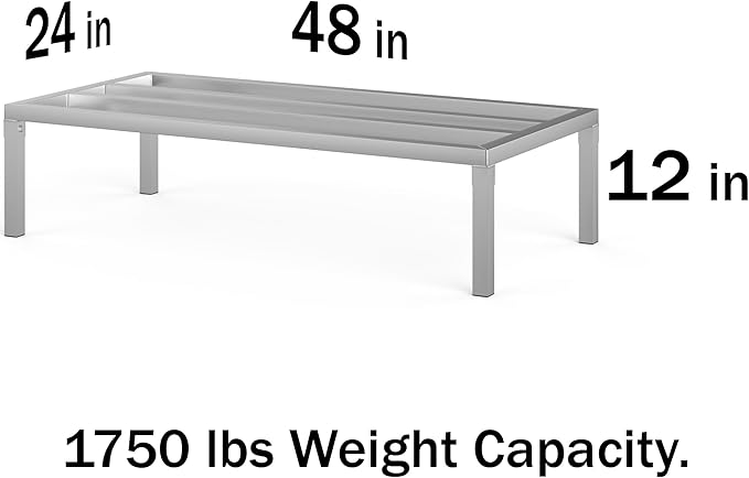 Aluminum Dunnage Rack 48" x 24" | 12" Off The Floor | 1100 Lbs Capacity