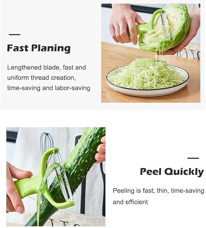 2PC Green Cabbage Shredder,Vegetable Cutter Cabbage Slicer,Stainless Steel Fruit Vegetable Potato Peeler Cabbage Graters Kitchen Must Have for Home Restaurants 18 * 12cm