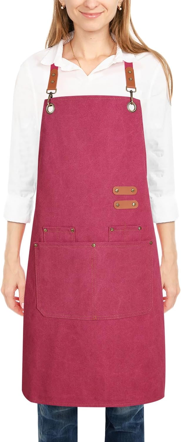 Personalized Aprons Custom Women Men Apron with Pockets Chef for Baking Bbq Grill Embroidered with Name Text