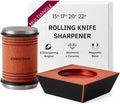 Rolling Knife Sharpener Kit – Multi-Angle Kitchen Knife Sharpening Tool for Razor Sharp Edges – Diamond Roller Sharpener with Magnetic Base – 15, 17, 20, & 22 Degrees