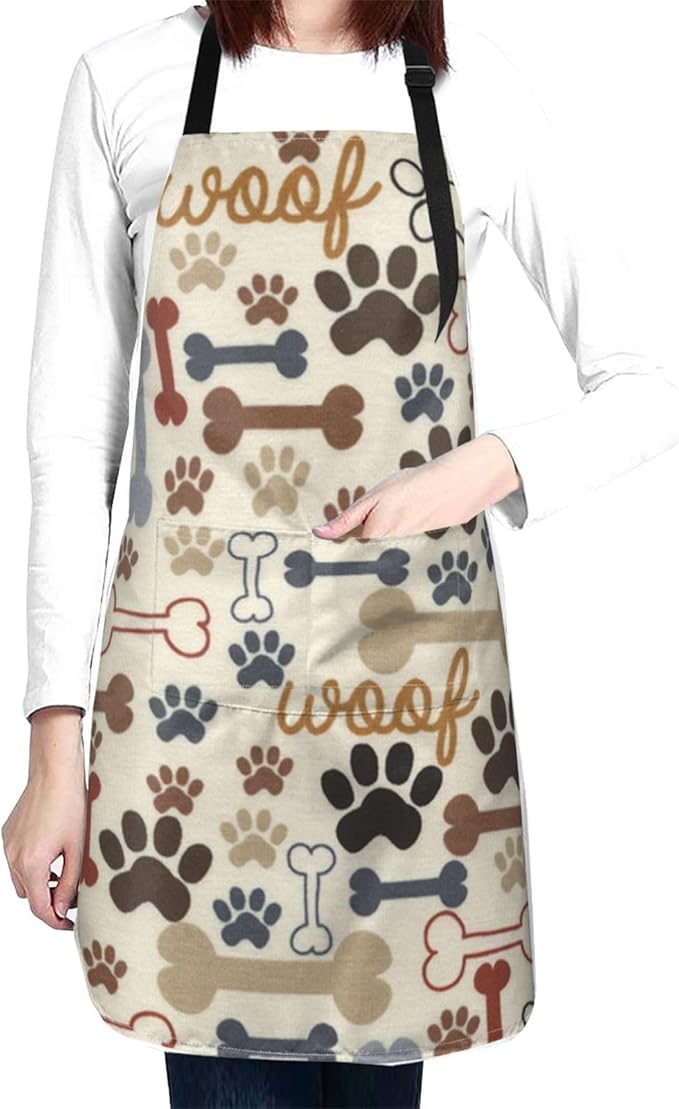 Apron Bib with 2 Pockets and Adjustable Neck Waterproof Kitchen Cooking Gardening Chef Aprons for Women Men