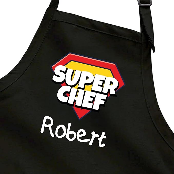 Personalized Apron for Kids, Custom Kids Cooking Apron and Chef Hat Set, Christmas Gift for Boys,Girls, Toddler, Boys Cooking Apron, Little Boys Aprons, Super Chef Apron and Hat for Kid
