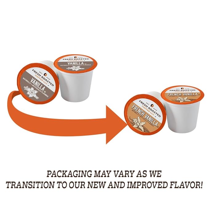 Fresh Roasted Coffee, French Vanilla, Flavored Coffee Pods, 96 Count