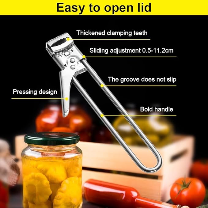 Jar Opener for Weak Hands, 2026 New Adjustable Stainless Steel Jar Opener, Upgrade Multifunctional Stainless Steel Can Opener, Jar Lid Gripper Bottle Opener Kitchen Accessories (2)