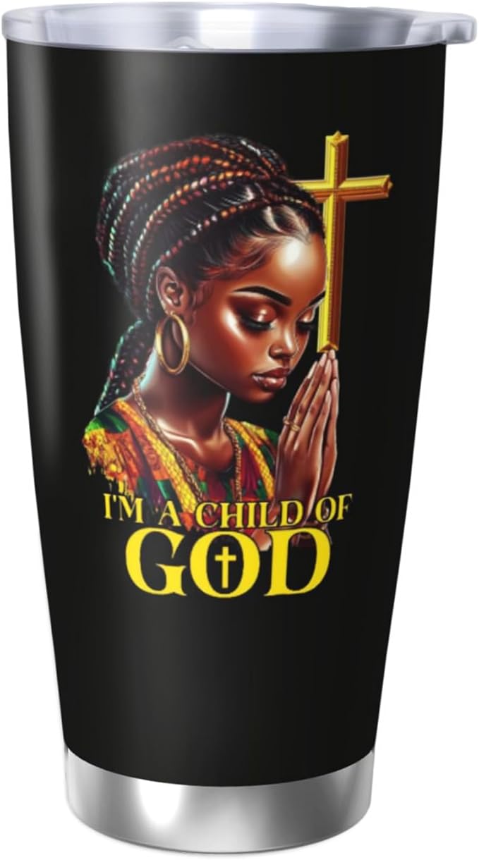 Africian American Christian Gifts for Women, 20oz Religion Gifts Coffee Mugs, Afro Black Mom Gift Tumbler, Christian Tumbler for Women Faith