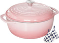 Umite Chef 6QT Enameled Cast Iron Dutch Oven with Lid, Versatile Heavy-Duty Cookware Pot for Baking Bread, Braising, Soups & Stews, Oven & Stovetop Safe with Heat Resistant Gloves(Pink)