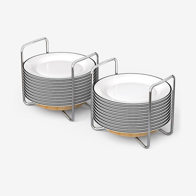Adjustable Bamboo Dish Drying Rack - Stainless Steel 304 Dish Rack for Kitchen | Counter Home Essentials for Efficient Dish Organization and Drying (Natural, 2*Small)