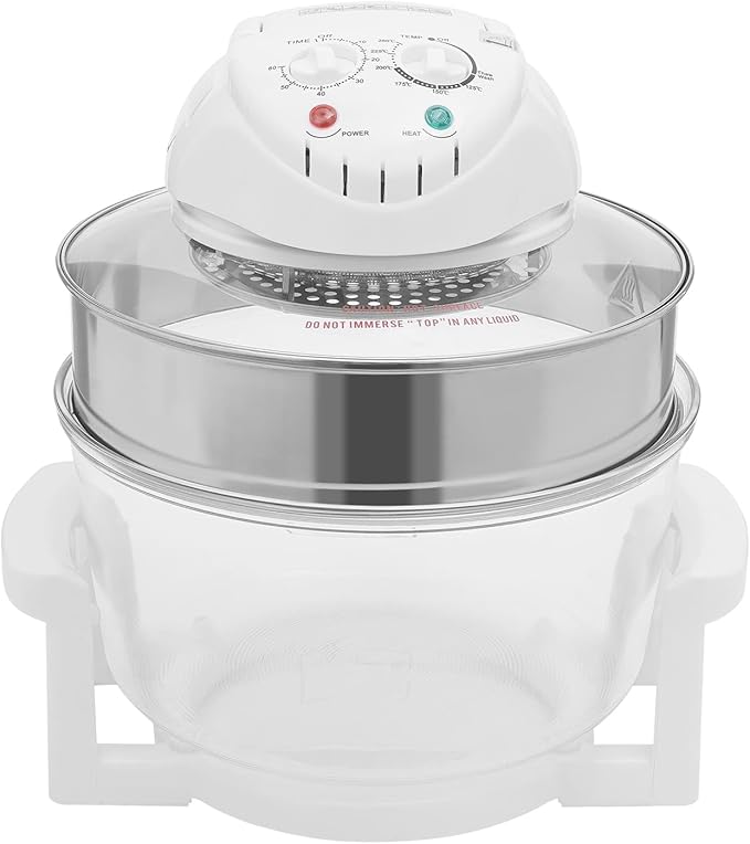 17L/17.96Qt Turbo Electric Glass Air Fryer w/ 2 Grill, Electric Turbo Convection Oven Roaste, 360° Viewable Airy Fryer with Expansion Ring, Multifunction Oilless Halogen Oven