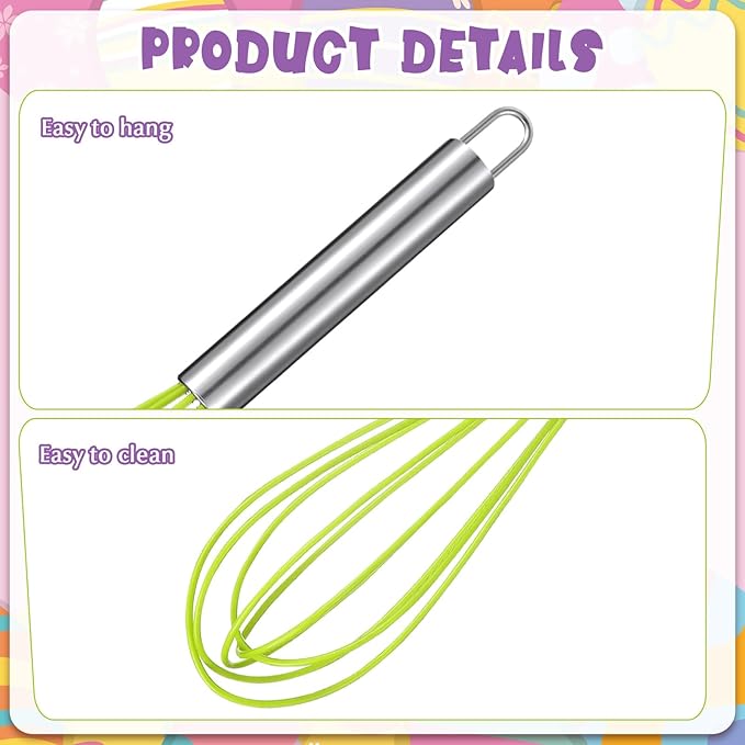Domensi 24 Pcs 10 Inch Christmas Whisks Bulk for Cooking Silicone Whisks Non Scratch Stainless Steel Egg Beater Colorful Coated Metal Heat Resistant Egg Beaters for Holiday Party Favor Gift Supplies