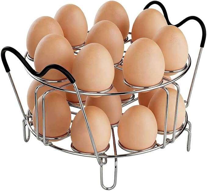 Instant Pot Egg Rack- Stackable 304 Stainless Steel Egg Steamer Rack | Holds 18 Eggs | Heat-Resistant Handles | Fits 6qt & 8qt Pressure Cookers | Egg Holder for Boiled Eggs