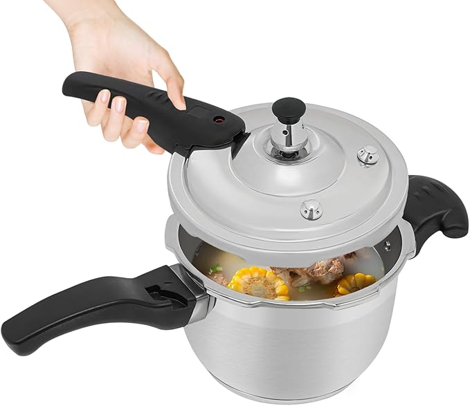 Stainless Steel Pressure Cooker Small Pressure Pot 80Kpa High Security Pressure Canner with Handle for Home Restaurants (2L/2.11Qt)