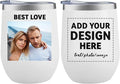 MEWAY Personalized Custom 12oz Wine Tumbler with Lid, Insulated Double Wall Vacuum Travel Tumbler Gifts with Text Photo Logo (White, 1pack)