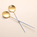 Salad Servers,Spoon and Fork Set 11.41 inch,18/10 Stainless Steel Salad Serving Titanium Plating (White gold)