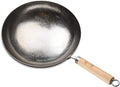 臻三环 ZhenSanHuan Chinese Hand Hammered Iron Pow Woks and Stir Fry Pans Wooden Handle Round Bottom (30CM, Silver-Not Seasoned)
