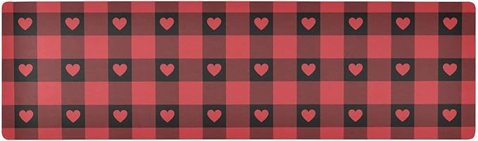 Valentine's Day Trivet Table Runner 40 Inches Long Red Buffalo Check Gingham Love Heart Valentine's Day Heat Resistant Hot Pad Multi Purpose Mat for for Hot Pots Pans Kitchen Countertops