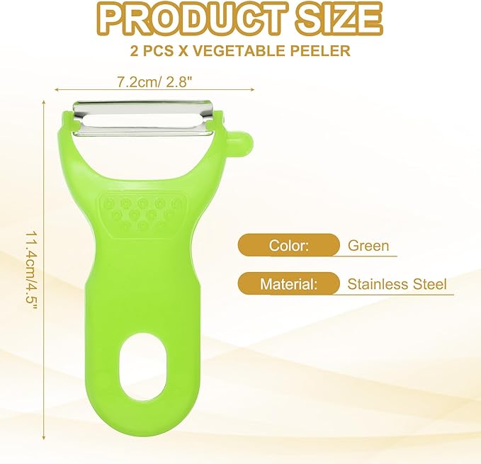 uxcell 2pcs Vegetable Peeler Set, 4.5 Inch Stainless Steel Potato Peeler for Apple Fruits Green