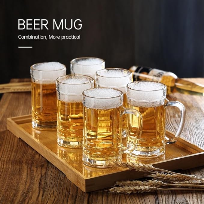 Beer Glasses Steins Pint Glass Beer Mug for Drinking Classics Beer Cup Tumblers Pub Drinkware Bar Glassware Set of 6