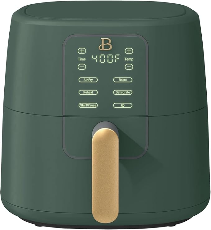 Beautiful 6 Qt Air Fryer with TurboCrisp Technology, EverGood Ceramic Nonstick Coating - Roast, Reheat and dehydrator, kitchen appliances by Drew Barrymore (Thyme Green)