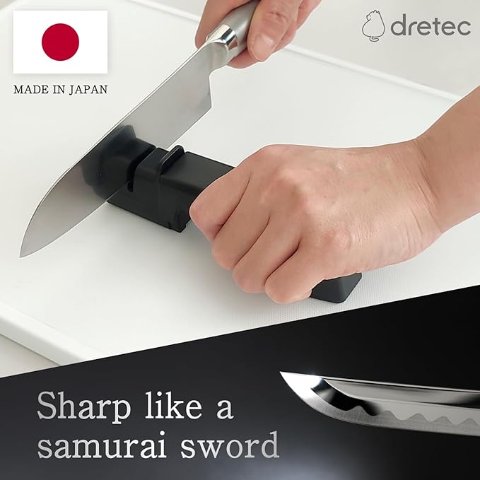 dretec Japanese Knife Sharpener(Ceramic and Diamond), for Kitchen Knives, Made in Niigata, Japan