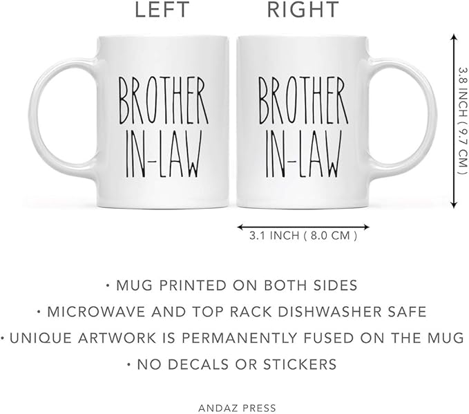 Andaz Press Simple Rustic Farmhouse Kitchen Decor 11oz. Ceramic Coffee Tea Mug Gift, Brother-in-Law, 1-Pack, Birthday Christmas Gift Ideas for Family, Friends
