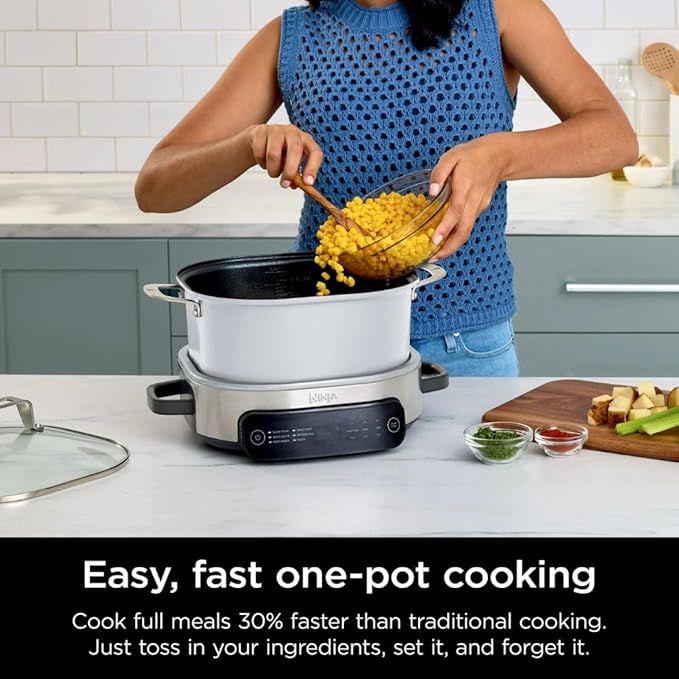Ninja Foodi PossibleCooker Pro 6.5 Qt, Slow Cook Sear/Sauté Braise Rice Oats Pasta & Keep Warm, Nonstick Pot, Compact Countertop Design