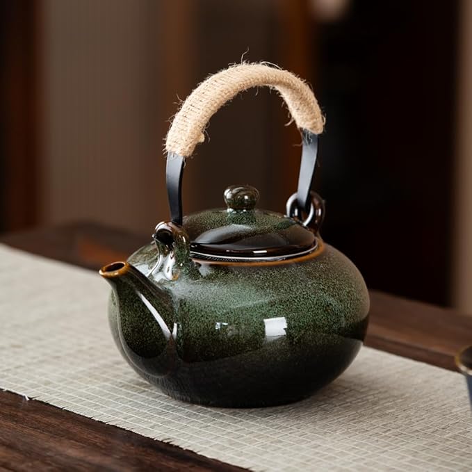 Toptier Leaf Teapot, Porcelain Tea Pot with Stainless Steel Infuser, Blooming & Loose Leaf Ceramic Teapot, 37 Ounce,green