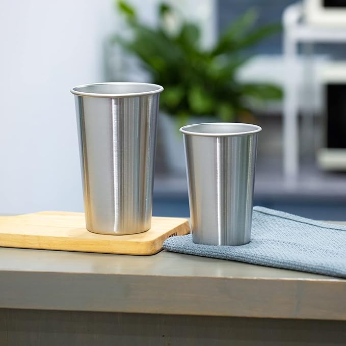 8 Pack 24oz Stainless Steel Pint Cup,Healthy Unbreakable and Stackable,Metal Drinking Glasses