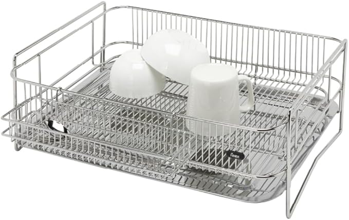 Solid Dish Rack (Stainless Steel, 7.2" H x 19.8" W x 14.7" D)