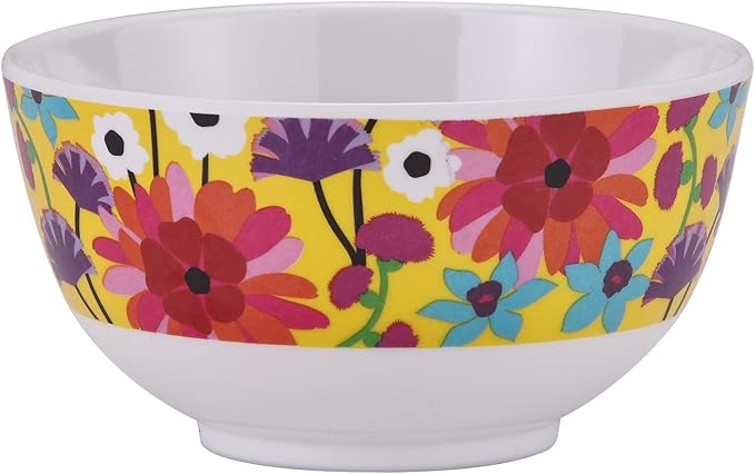French Bull Melamine Mini Bowls, 4-Piece Set, 10 Fluid Ounces, Small Serving Bowl – Snack Condiment Dipping Sauce Dessert Ice Cream– Shatter Proof, BPA Free, 4.5” x 2.35", Garden Floral