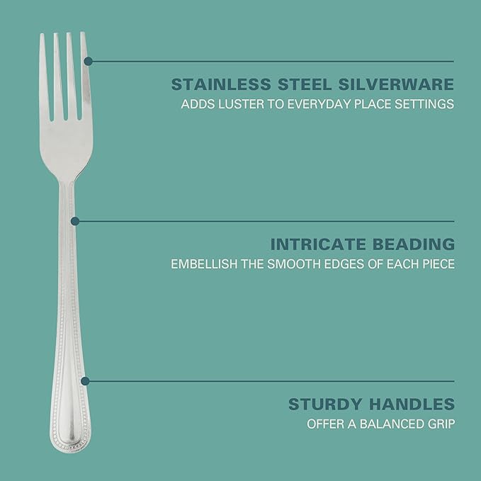 Gibson Home Aston 45-Piece Stainless Steel Flatware Set with Tray and Serving Utensils – Silverware Service for 8