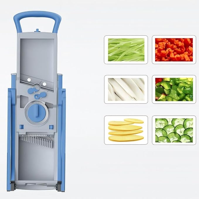 tainless Steel Mandoline Slicer for Vegetables – Adjustable Thickness, Non-Slip Base, Hand-Guard, Food Cutter with Container