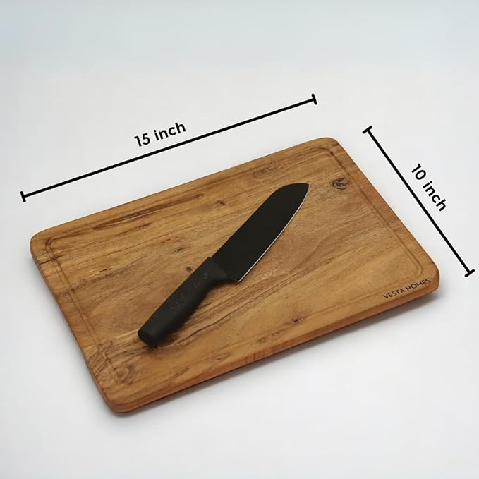 Vesta Homes Cutting Boards for Kitchen, Large Wood Chopping Board Set of 3 | Acacia Charcuterie Board | Wooden Trays for Meat, Serving Board for Fruit, Vegetables and Cheese | (15x10, 12x8, 9x6 inch)