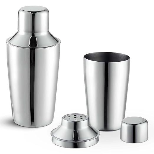 OCS Parts 3-Piece Stainless Steel Cocktail Shaker | 8-Ounce | Makes Perfect Mixed Drinks, Cocktails, and Coffees