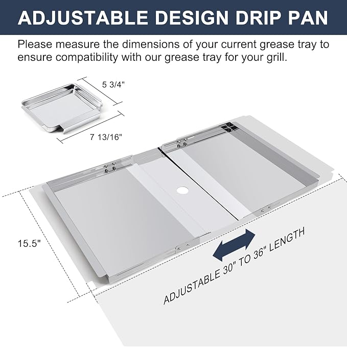 Criditpid Grill Replacement Parts for Nexgrill 720-0898, 730-0898, 720-0898A, Drip Pan Grease Tray & Grill Heat Plates Kit for Nexgrill 720-0896CA 720-0896CG Deluxe 6 Burner Gas Grill