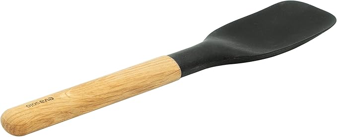 Eva Solo | Nordic Kitchen Serving Utensil | Combined Stirrer & Dough Scraper | Comfortable Oak Handle | Danish Design & Functionality | Black