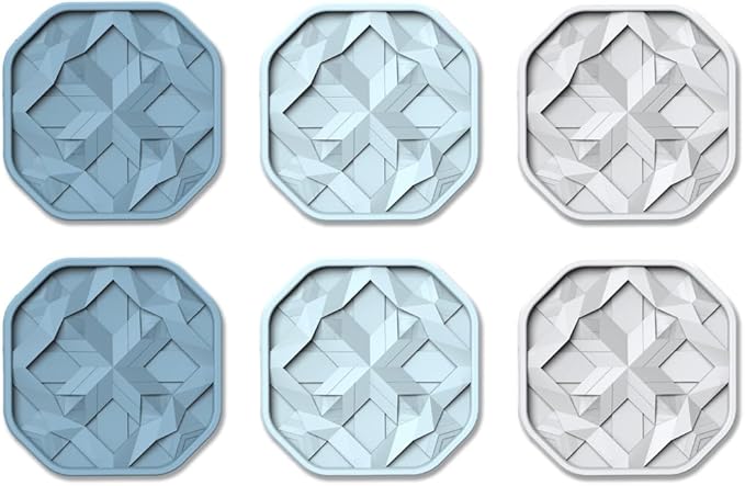 UMIRRO Silicone Cup Coasters for Drinks with Tailored Holder, Coffee Table Centerpiece, Modern Home Bar or Aesthetic Kitchen Essentials, House Decor Gifts, Set of 6, Glacier Blue