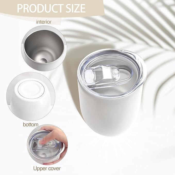 YOUKE OLA 18 Pack Stainless Steel Wine Tumbler with lid, 12oz Insulated Wine Tumbler Stemless Double Wall Vacuum Wine Glass Coffee Tumbler Bulk for Coffee, Wine, Cocktails, Champaign, 18 Colors