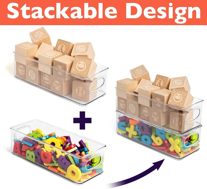 ClearSpace Plastic Pantry Organization and Food Storage Bin – Great Kitchen Organization and Kitchen Storage – Fridge Organizer Bins, Pantry Storage – 6 Pack